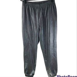 Topshop High Rise Quilted Faux Leather Jogger Pants Pull On Black Size 12